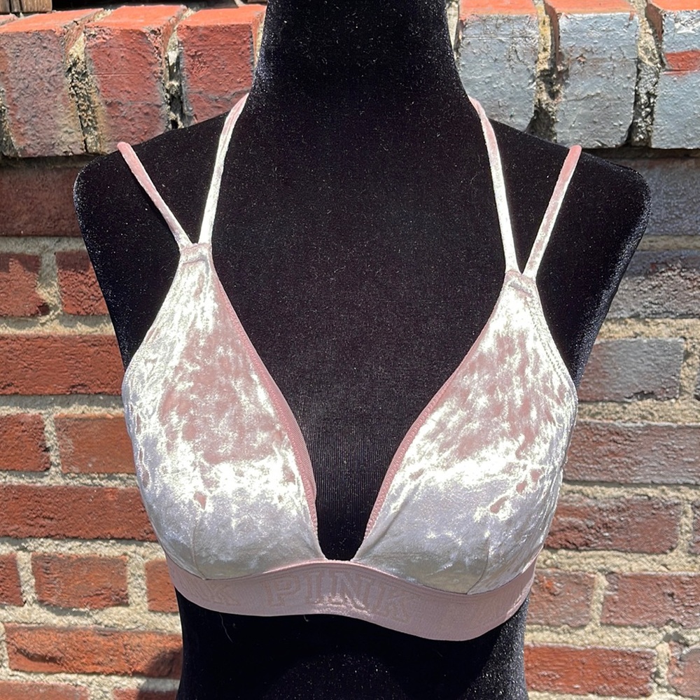 Pink Victoria’s Secret pink velvet bra, strap you back size extra small